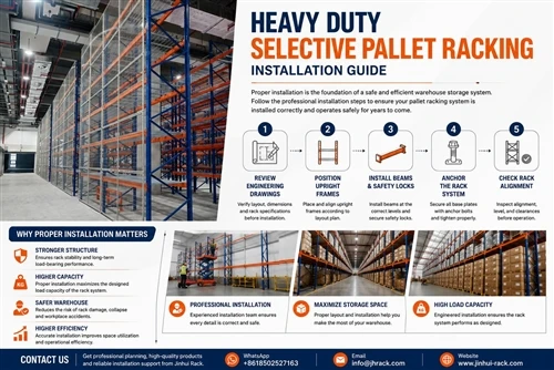Warehouse Pallet Rack Installation Guide: Yuav ua li cas rau nruab Hnyav plaub ntug xaiv Pallet R...
